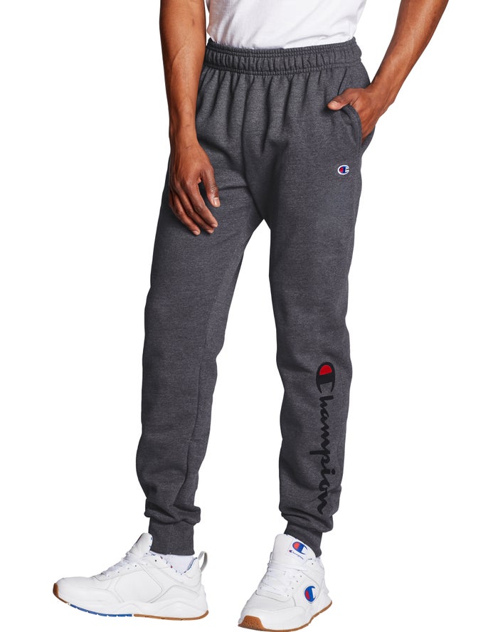 Champion Powerblend Fleece Script Logo Erkek Joggers Koyu Gri ( VCTUHM758 )